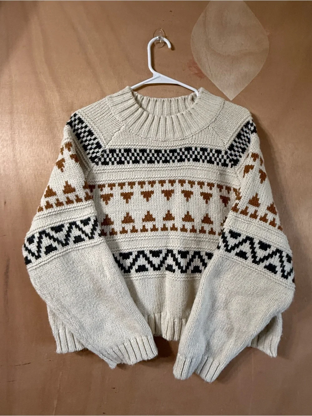 Universal Thread Fair Isle Chunky Cream Ivory Coastal Sweater XL